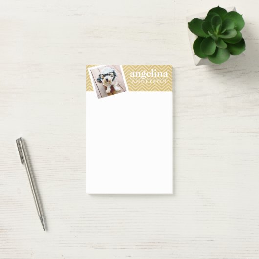 Foto met Gold Chevron Pattern en aangepaste naam Post-it® Notes (Kantoor)