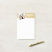 Foto met Gold Chevron Pattern en aangepaste naam Post-it® Notes (Op bureau)