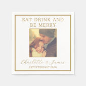 Foto met gouden grens bruiloft servet (Voorkant)