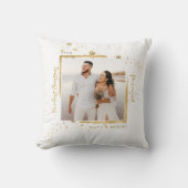 Foto met gouden lijst Ons eerste kerstfeest getrou Kussen (Voorkant)