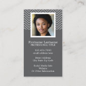 Foto met Grijs Chevron Patroon Custom Name Visitekaartje (Achterkant)