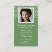 Foto met Groene Chevron Patroon Aangepaste Naam Visitekaartje (Achterkant)