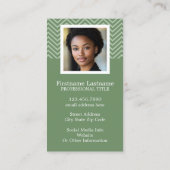 Foto met Groene Chevron Patroon Aangepaste Naam Visitekaartje (Achterkant)