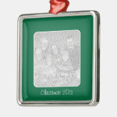 Foto met groene kerstvierkant metalen ornament (Links)