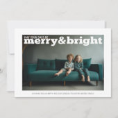 Foto met grote Merry & Bright - botanische achterz Feestdagenkaart (Voorkant)