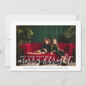 Foto met grote Merry & Bright - Red Green Pset Feestdagenkaart (Voorkant)