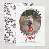 Foto met handdruk Word Joyful Holiday Feestdagenkaart (Voorkant / Achterkant)