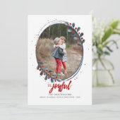 Foto met handdruk Word Joyful Holiday Feestdagenkaart (Staand voorkant)