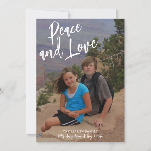 Foto met handgeschreven kerstcadeau Gold Pset Peac Feestdagenkaart (Voorkant)