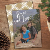 Foto met handgeschreven kerstcadeau Gold Pset Peac Feestdagenkaart