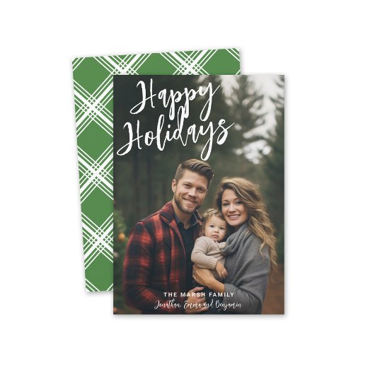 Foto met handgeschreven kerstgrint Happy Feestdagenkaart