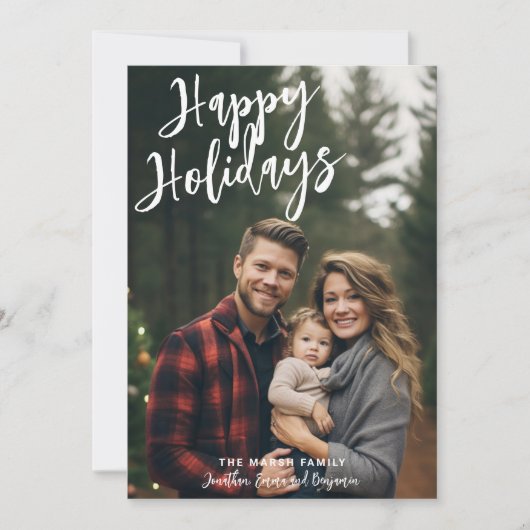 Foto met handgeschreven kerstgrint Happy Feestdagenkaart (Voorkant)