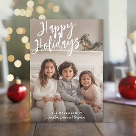 Foto met handgeschreven Kerstmis Aqua Pset Happy Feestdagenkaart