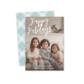 Foto met handgeschreven Kerstmis Aqua Pset Happy Feestdagenkaart