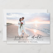 Foto met handgeschreven moderner zwart, sla de dat magnetische uitnodiging (Voorkant)