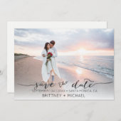 Foto met handgeschreven moderner zwart, sla de dat save the date (Voorkant / Achterkant)