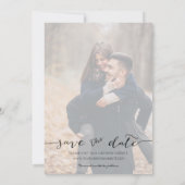 Foto met handgeschreven moderner zwart, sla de dat save the date (Achterkant)