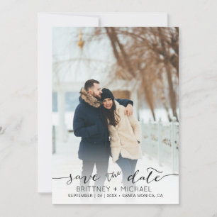 Foto met handgeschreven moderner zwart, sla de dat save the date