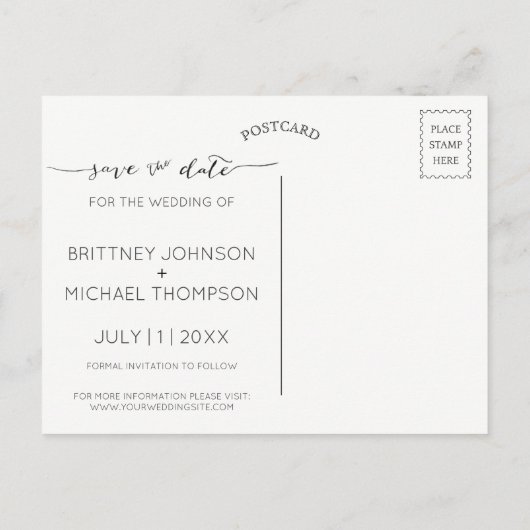 Foto met handgeschreven Save the Date | Briefkaart (Achterkant)