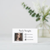 Foto met handgetekende sociale mediapictogrammen contactkaartje (Staand voorkant)