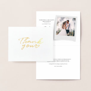 Foto met handschrift bruiloft Hartelijk dank Gold Folie Kaarten