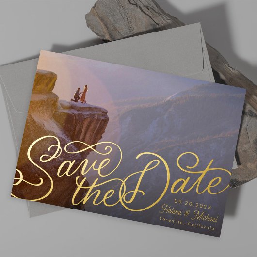 Foto met handschrift folie uitnodiging