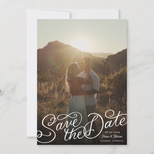 Foto met handschrift save the date (Voorkant)