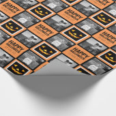 Foto met Happy Halloween Pumpkin - aangepaste groe Cadeaupapier (Hoek)