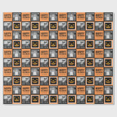 Foto met Happy Halloween Pumpkin - aangepaste groe Cadeaupapier (Vlak)