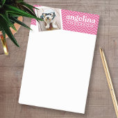 Foto met Hot Pink Chevron Pattern Aangepaste naam Post-it® Notes