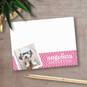 Foto met Hot Pink Chevron Pattern Aangepaste naam Post-it® Notes