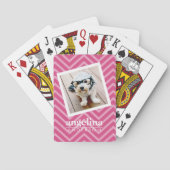 Foto met Hot Pink Chevron Pattern Aangepaste naam Speelkaarten (Achterkant)