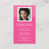 Foto met Hot Pink Chevron Pattern Aangepaste naam Visitekaartje (Achterkant)