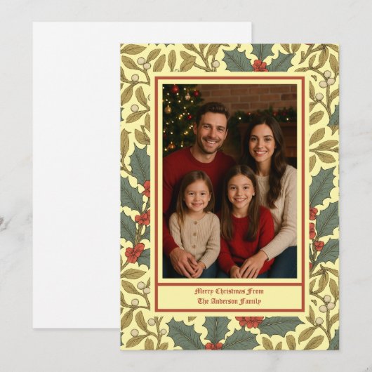 Foto met hulst en maretak geïnspireerd door Willia Feestdagenkaart (Voorkant / Achterkant)