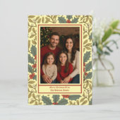 Foto met hulst en maretak geïnspireerd door Willia Feestdagenkaart (Staand voorkant)