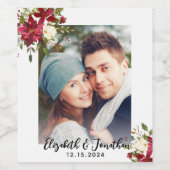 Foto met kerstcadeauscript, aangepast huwelijk wijn etiket (Enkel label)