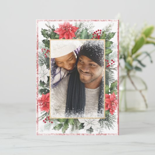 Foto met kerstfeestdag Kaart (Staand voorkant)