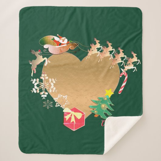 Foto met Kersthart voor Kerstmis met Kerstmis Sherpa Deken (Voorkant)