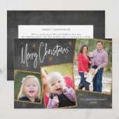 Foto met kerstkaart Faux Gold Glitter (Voorkant / Achterkant)