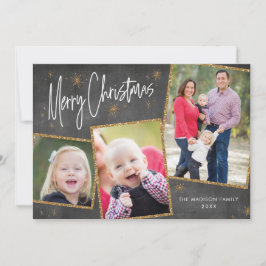 Foto met kerstkaart Faux Gold Glitter