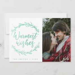 Foto met kerstkrans en beste wensen feestdagenkaart