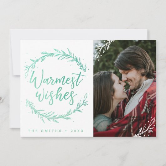 Foto met kerstkrans en beste wensen feestdagenkaart (Voorkant)