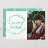 Foto met kerstkrans en beste wensen feestdagenkaart (Voorkant / Achterkant)