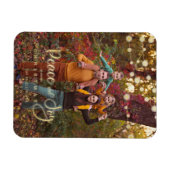 Foto met kerstlampjes Peace Joy Whimsical-script Magneet (Horizontaal)