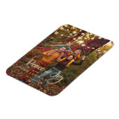 Foto met kerstlampjes Peace Joy Whimsical-script Magneet (Linkerzijde)