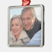 Foto met kerstmis 2022 metalen ornament (Links)