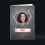 Foto met Kerstmis, Chalkboard Kijk, Aanpassen Kaart<br><div class="desc">Het karton ziet er heel populair uit. Waarom gebruik dit trendy ontwerp dit jaar niet voor uw foto-kerstkaart! Voeg eenvoudig uw foto en jouw naam toe voor een prachtige en gedenkwaardige kerstkaart!</div>