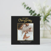 Foto met Kerstmis Gold Foil Script Moderne reeks (Staand voorkant)