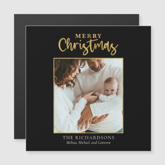 Foto met Kerstmis Gold Foil Script Moderne reeks (Voorkant / Achterkant)