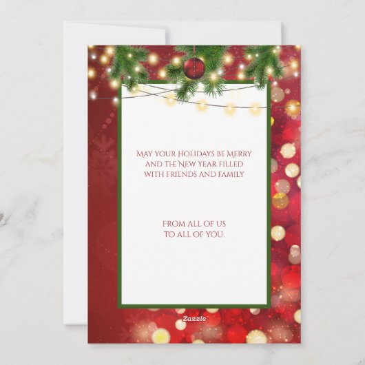 Foto met kerstmis Kaart String Lights Gold Stars (Achterkant)